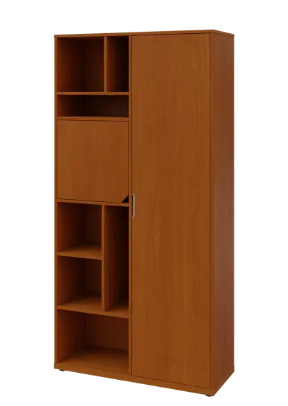 KSR6-83 P skříň šatní, 1x výsuvné ramínko, dvířka, niky, 2053x1022x400 mm, provedení pravé, třešeň šumavská